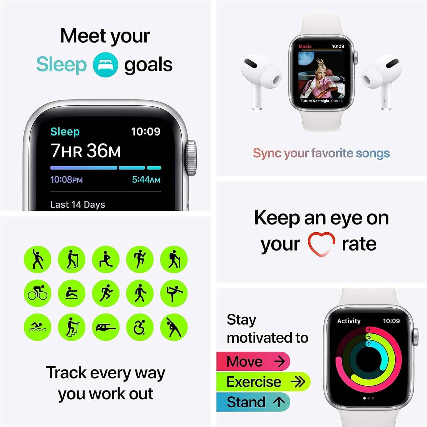 Apple Watch SE GPS Silver Aluminum Case with Sport Band  (Refurbished)