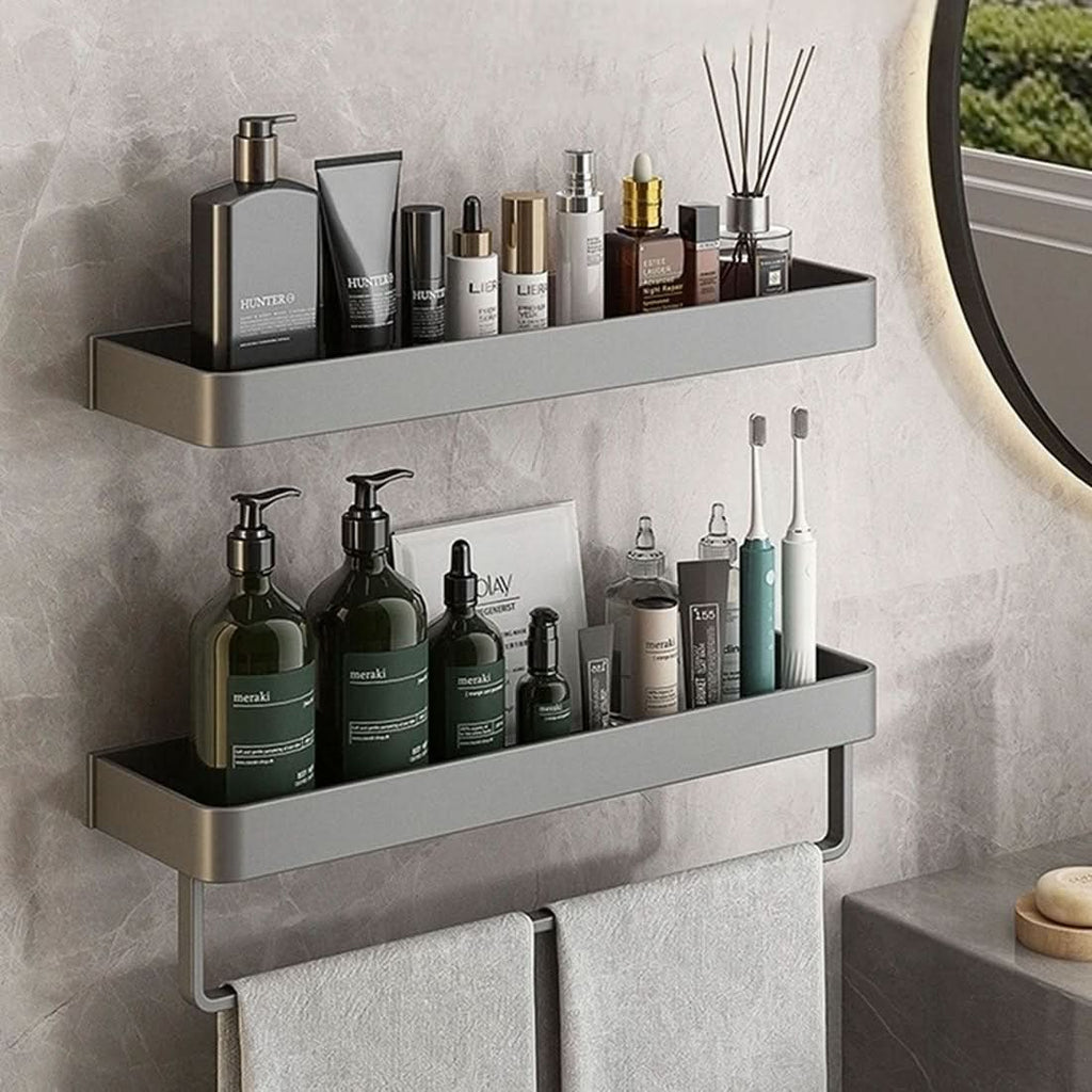 AQUASHELF – Elegant Wall Shelf for Bathroom with Towel Holder & Drill-Free Installation