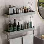 AQUASHELF – Elegant Wall Shelf for Bathroom with Towel Holder & Drill-Free Installation