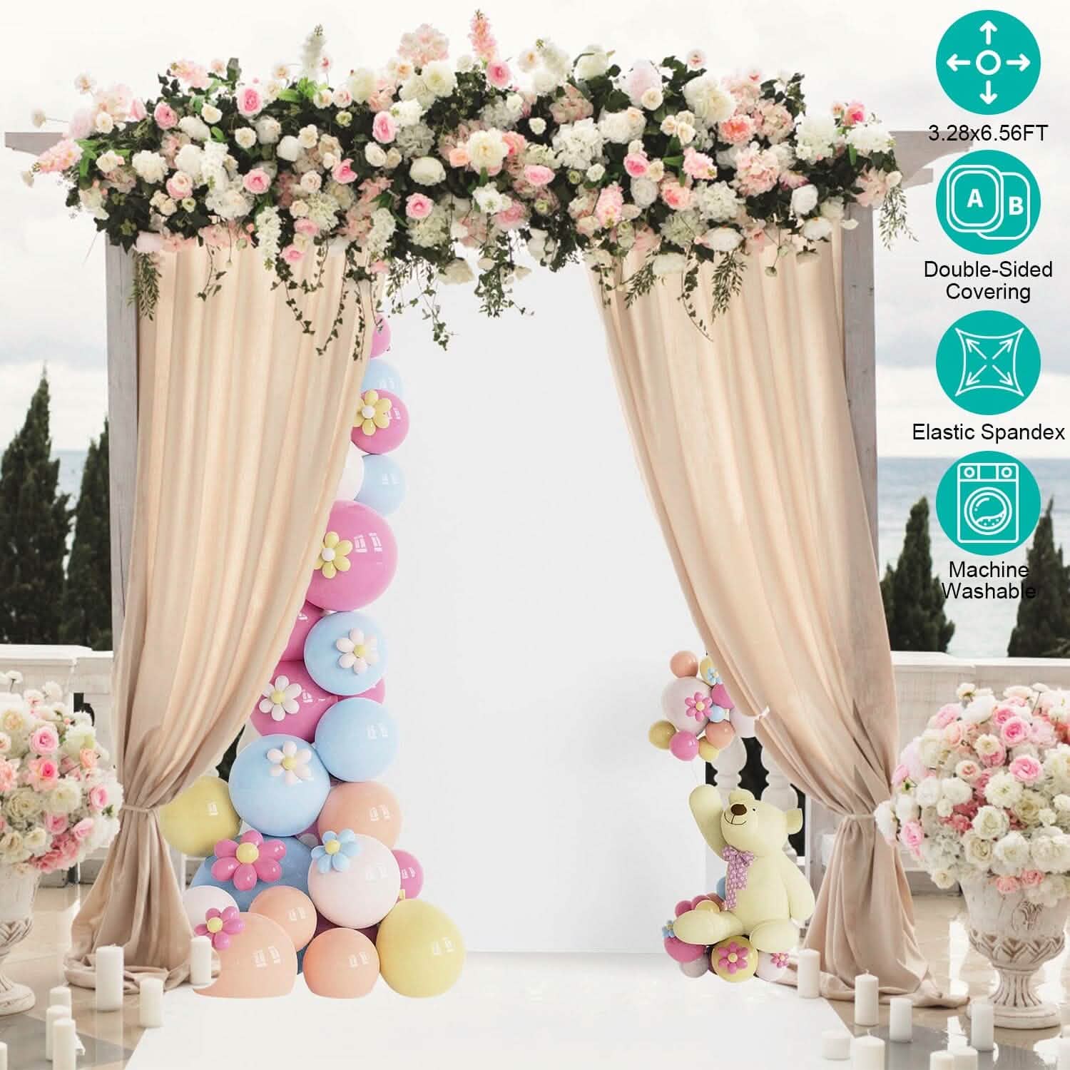 Arch Backdrop Stand Cover White Spandex Fitted Double-Sided Background Covering