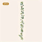 Artificial Eucalyptus Garland With Fake Roses & Gypsophila, Faux Floral Greenery