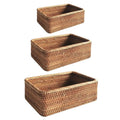 Handwoven Rectangular Rattan Organizer Basket