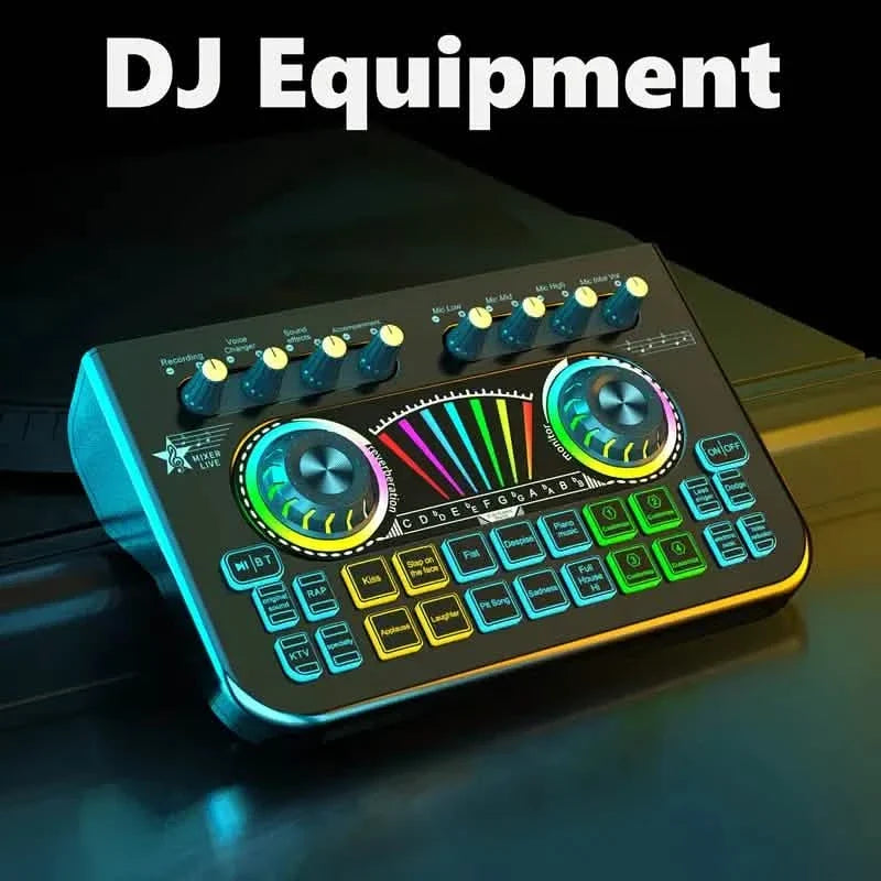 Audio Mixer, Live Sound Card And Audio Interface With DJ Mixer Effects And Voice Changer