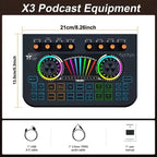 Audio Mixer, Live Sound Card And Audio Interface With DJ Mixer Effects And Voice Changer