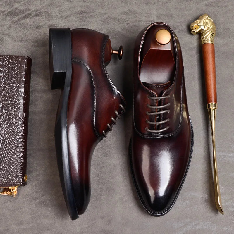 Aurelo Men's Italian Leather Oxford Shoes for Formal Wear
