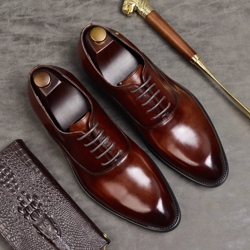 Aurelo Men's Italian Leather Oxford Shoes for Formal Wear