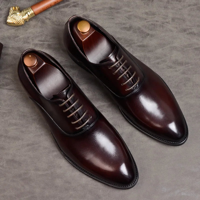 Aurelo Men's Italian Leather Oxford Shoes for Formal Wear