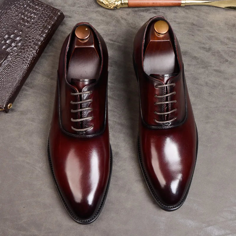 Aurelo Men's Italian Leather Oxford Shoes for Formal Wear