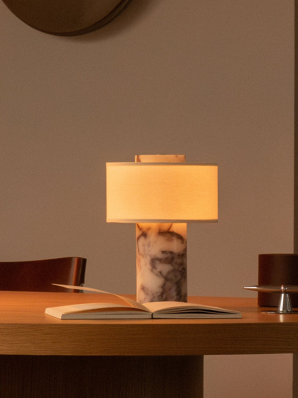Marble & Linen Table Lamp
