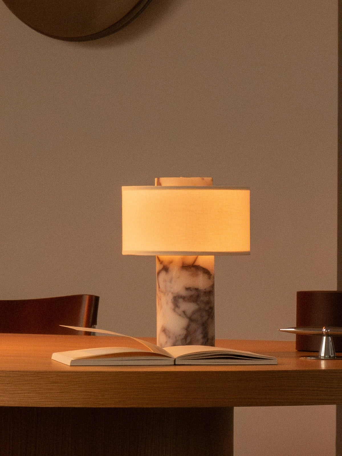 Marble & Linen Table Lamp
