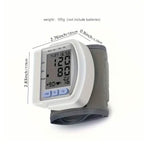 Automatic Digital Wrist Blood Pressure Monitor with Large LCD Display and Adjustable Cuff