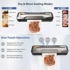 Automatic One-Touch Food Vacuum Sealer 5 Modes with 15 Sealer Bags and Built-in Cutter