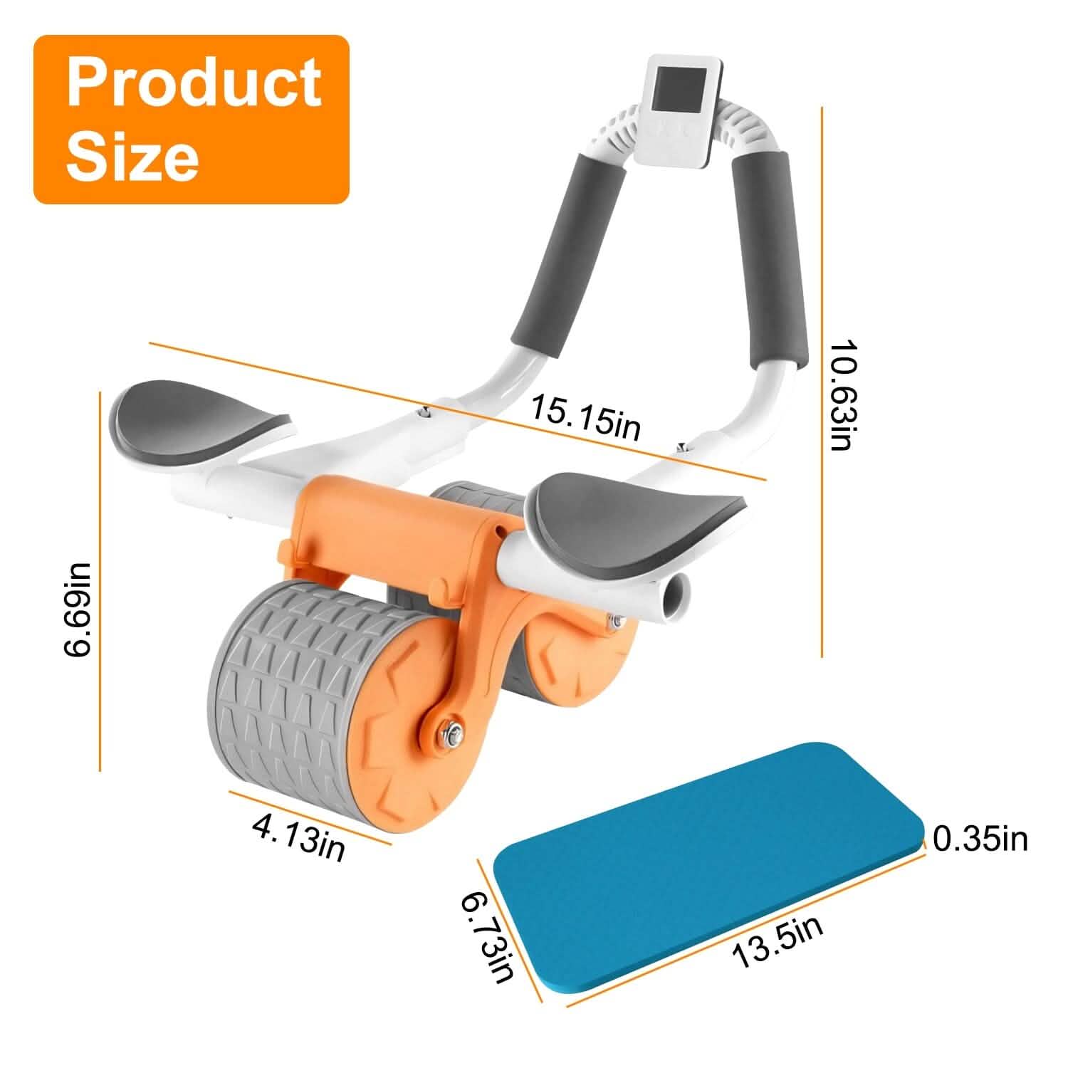 Automatic Rebound Abdominal Wheel Roller for Core Strength with Timer Kneel Pad