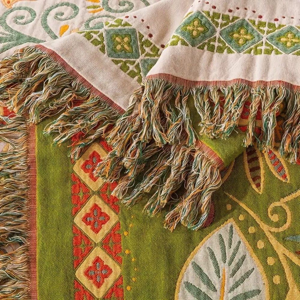 Boho Floral Reversible Throw Blanket - Cotton Gauze