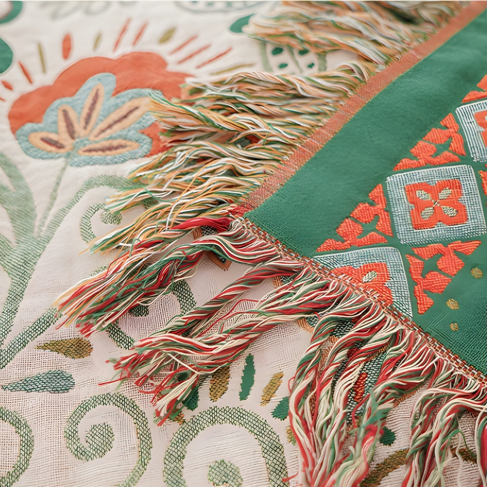 Boho Floral Reversible Throw Blanket - Cotton Gauze