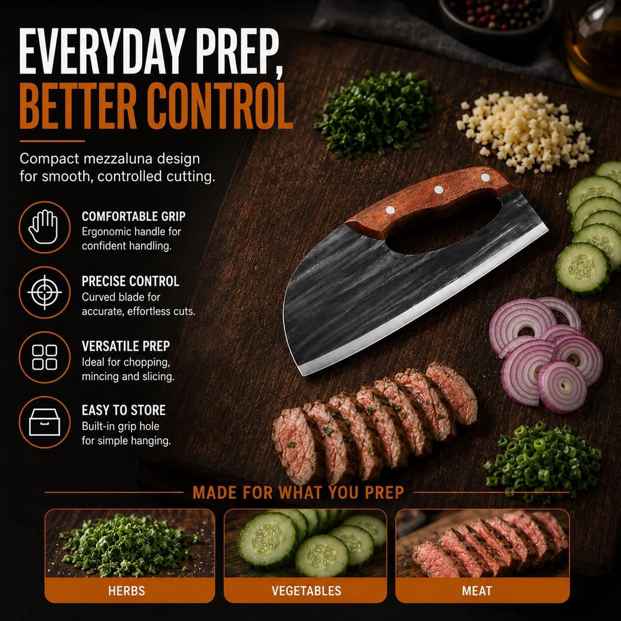 Hand-Forged Chef Knife & Cleaver Set – Sharp V-Edge Kitchen Knives for Meat, Vegetables & Fruits