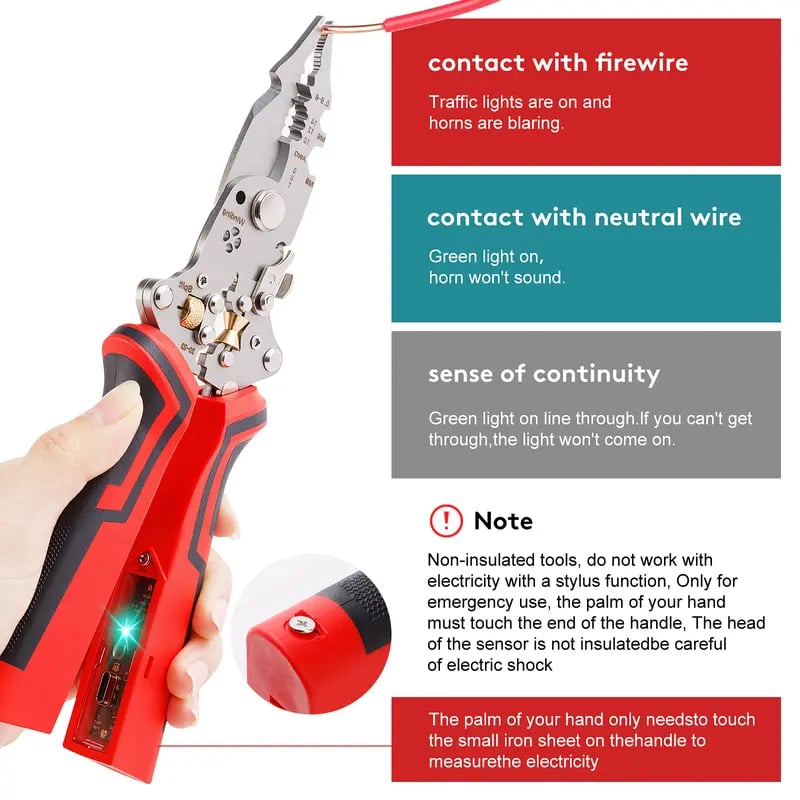 16 in 1 Wire Stripper Twister for Cutting and Pulling Wires,Cable Scissors,Voltage Tester Pliers