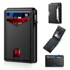 Premium Aluminum RFID Blocking Minimalist Wallet for Men – Pop-Up Quick Access Card Holder with ID Window