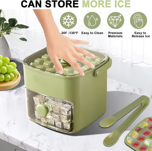 Portable Ice Maker with Lid and Storage Box (48 cubes) (2026 HOT SALE 50K+ SOLD!)
