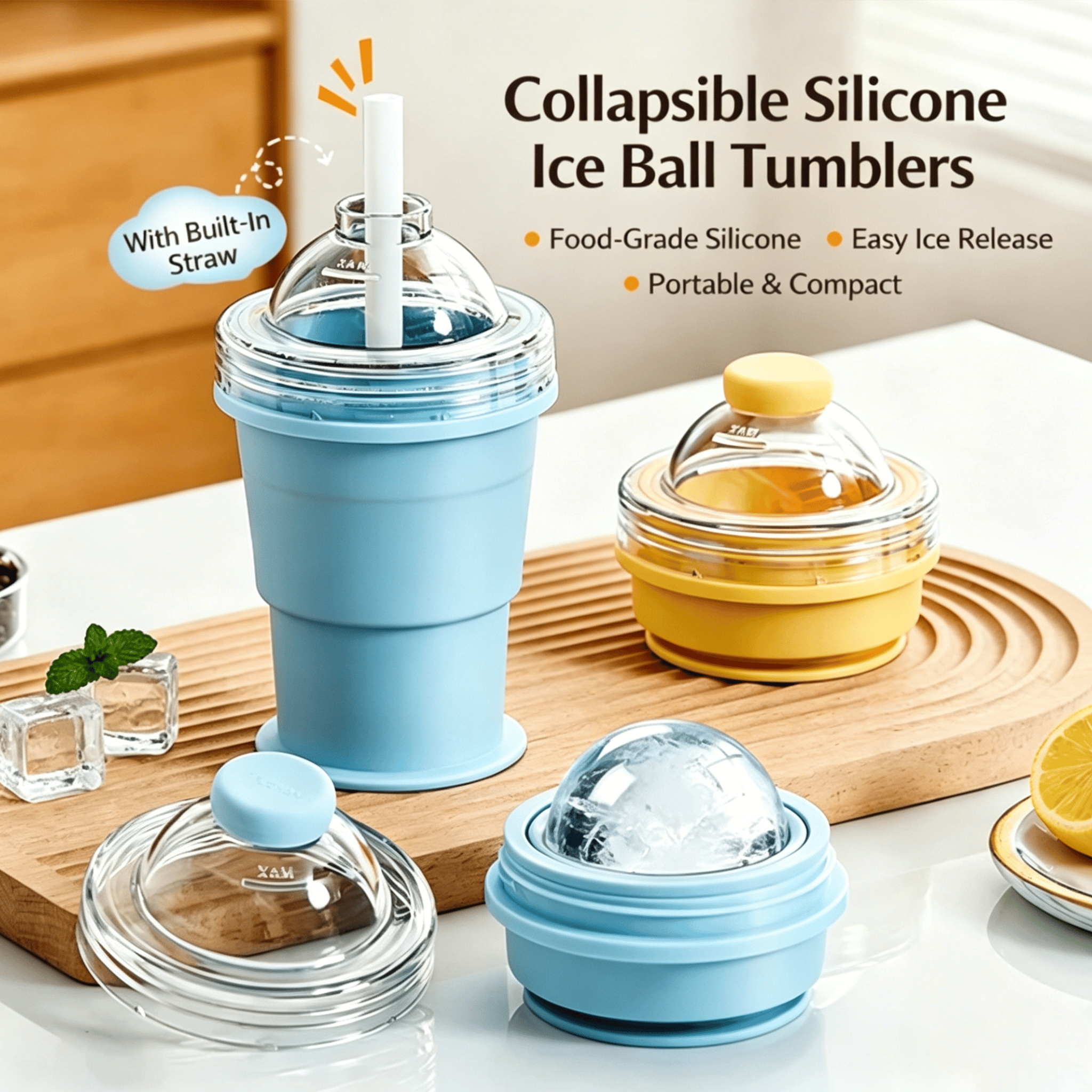 Foldable Silicone Ice Ball Drink Cup