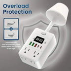 11-in-1 Multifunctional Power Strip with Desk Lamp, Clock, USB Ports & Surge Protection