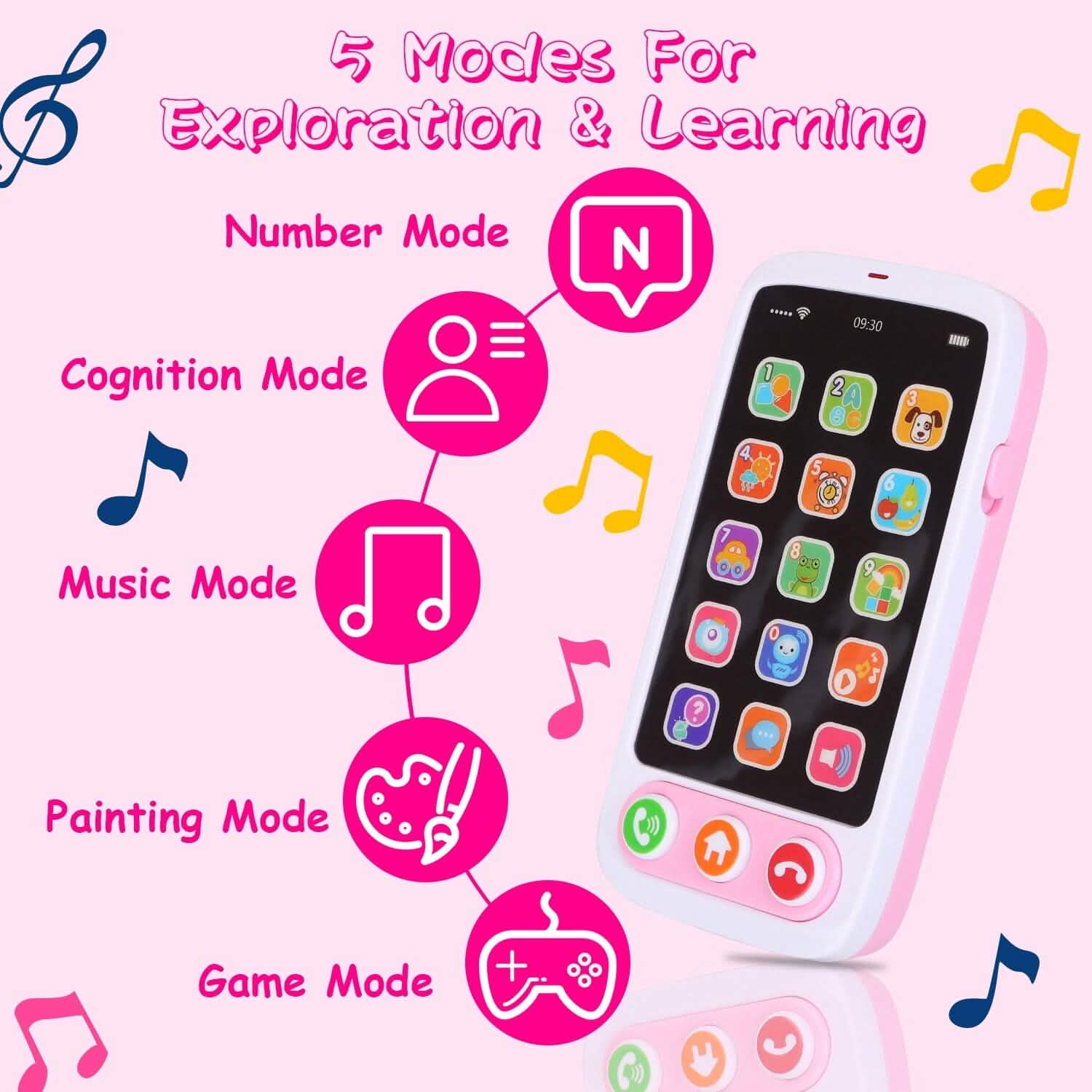 Baby Infant Interactive Educational Phone with Music Light