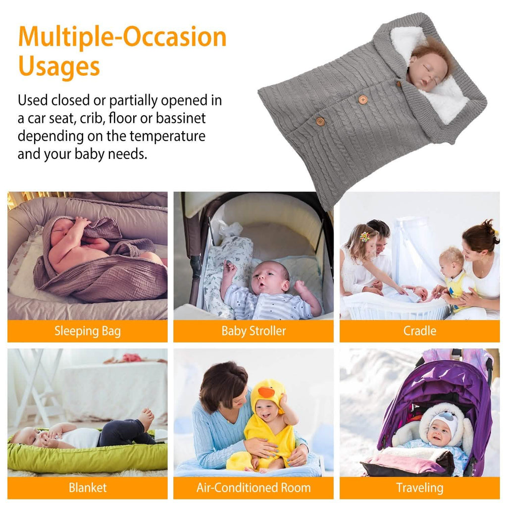 Baby Knit Swaddle Blanket Wrap with Buttons