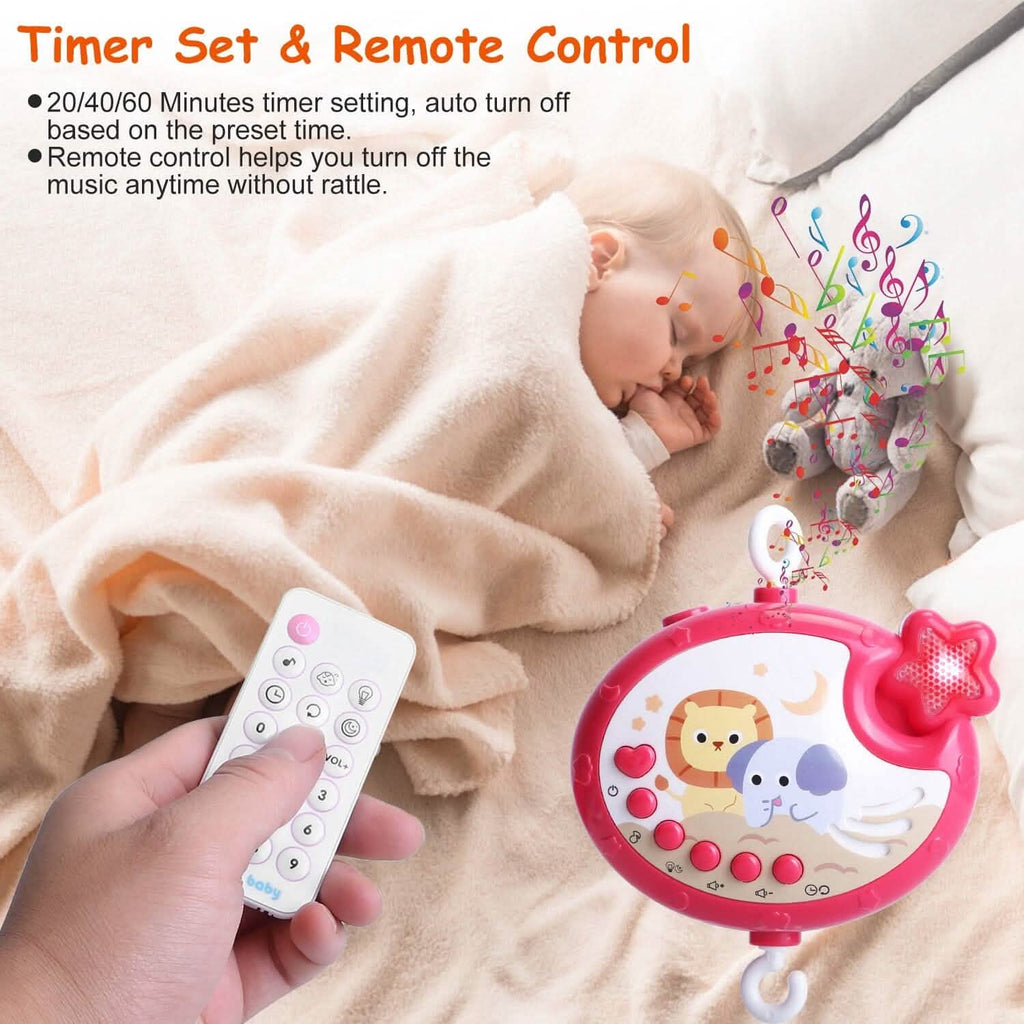 Baby Musical Crib Bed Bell Rotating Mobile Star Projection