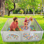 Baby Playpen with Anti-Suction Base Zipper Door