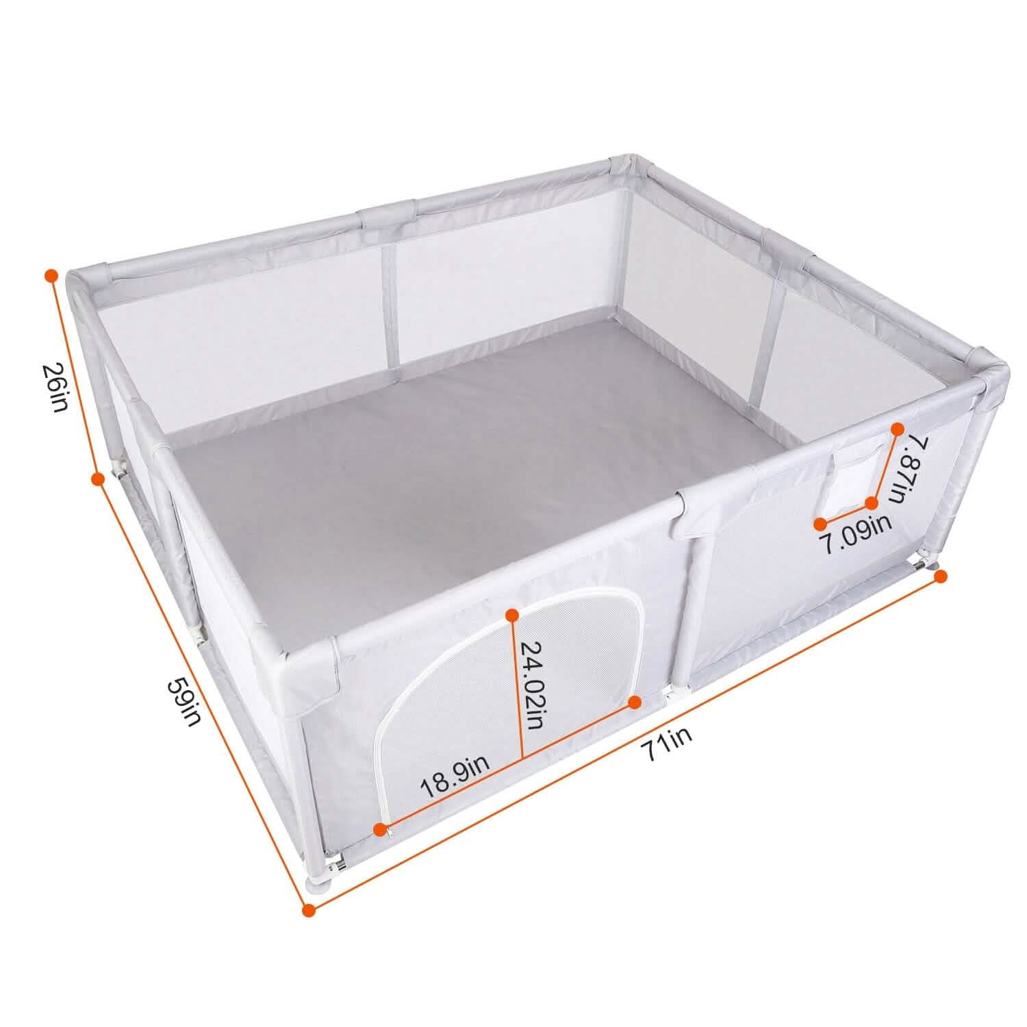 Baby Playpen with Anti-Suction Base Zipper Door