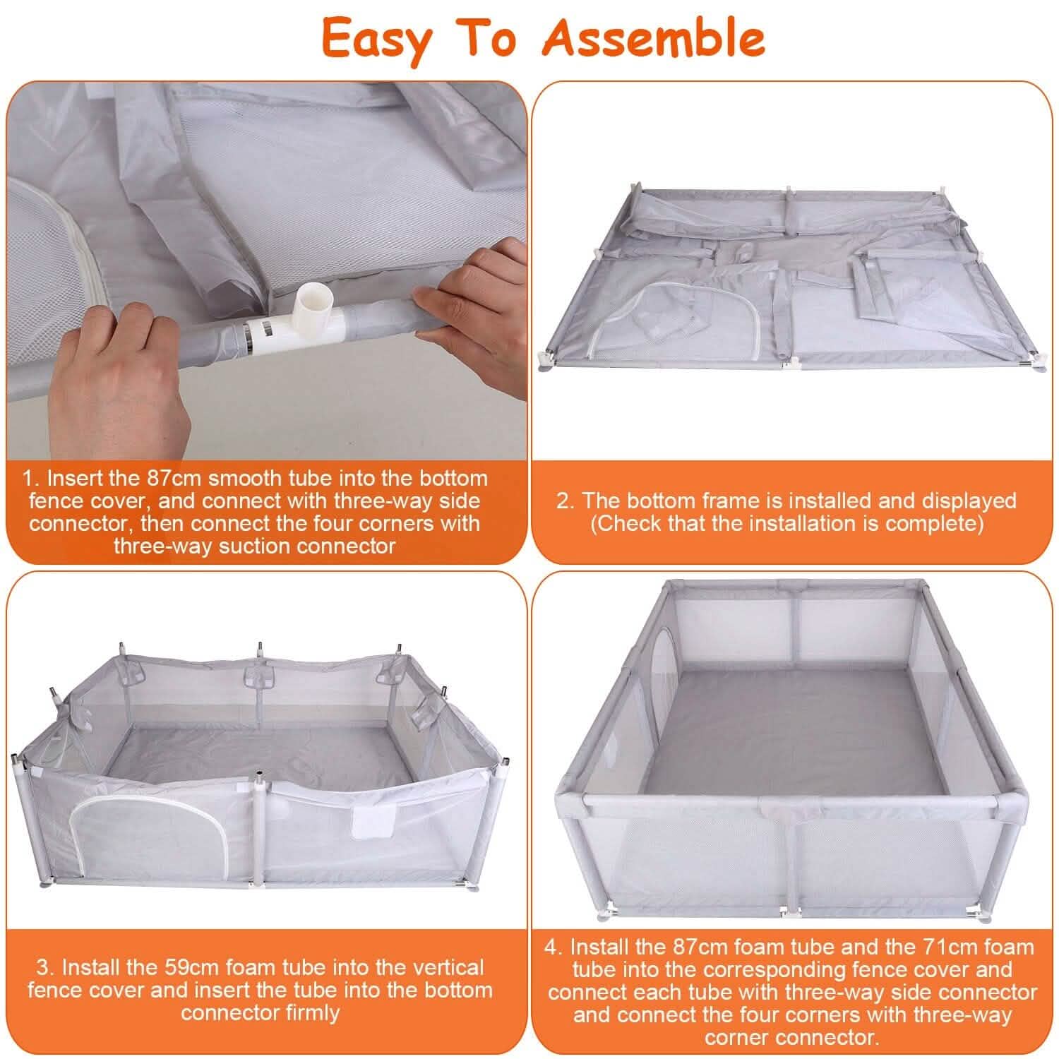 Baby Playpen with Anti-Suction Base Zipper Door