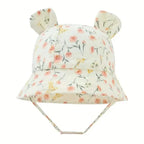 Baby Summer Beach Adjustable Bucket Cute Cotton Hat with Ears