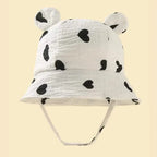 Baby Summer Beach Adjustable Bucket Cute Cotton Hat with Ears