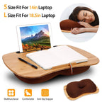 Bamboo Laptop Lap Desk with Pillow Cushion Stand Holder Table