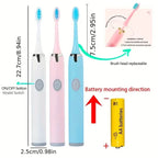 Battery Operated Toothbrush Kit with 6 Soft Bristles