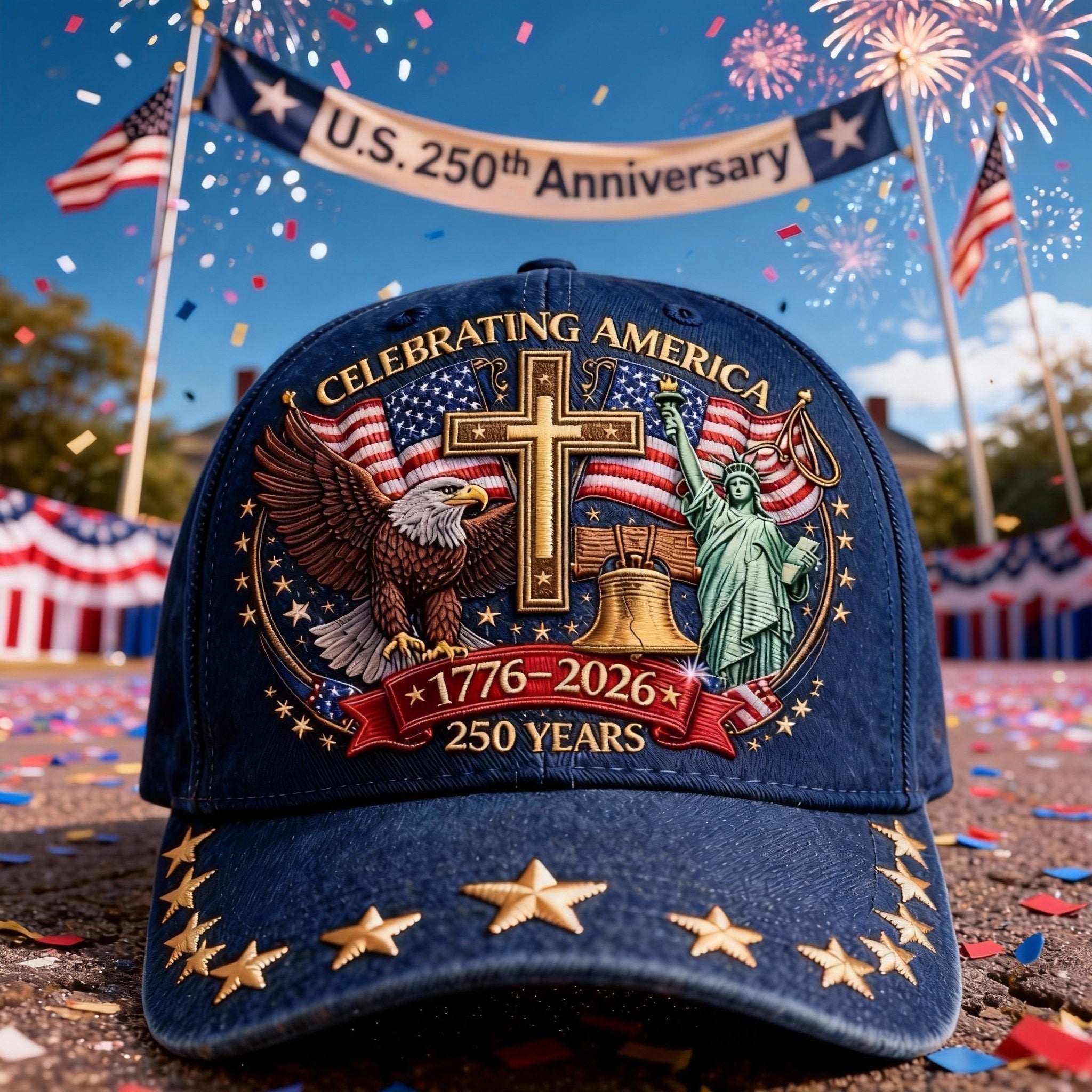 Eagle & Liberty & CrossUnited States 250th Anniversary Hat