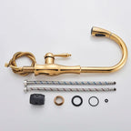Elegant gold kitchen faucet with pull-down spray