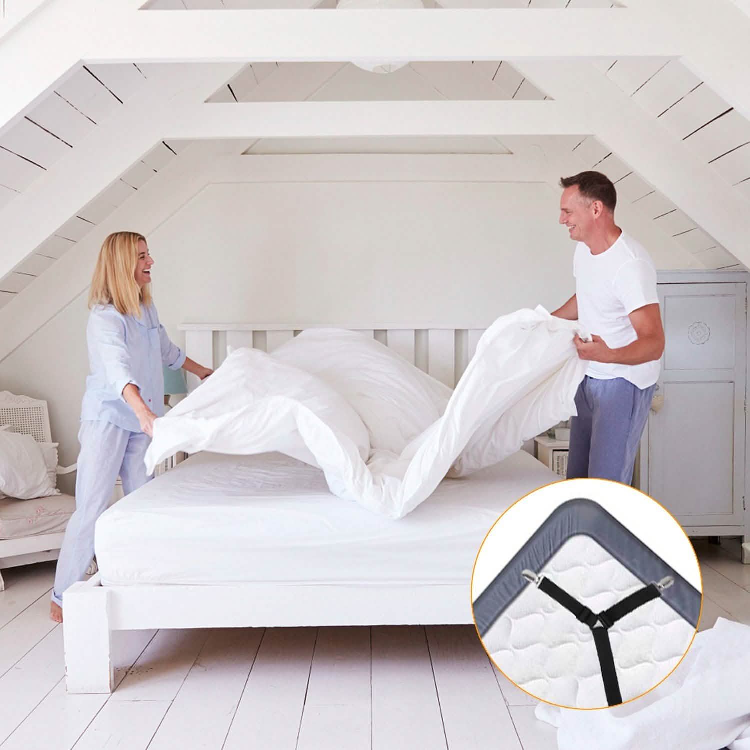 Bed Sheet Fasteners Adjustable Crisscross Elastic Sheet Suspenders