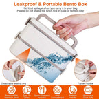 Bento Lunch Box 3 Stackable Food Container with Chopsticks and Spoon