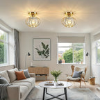 Modern Industrial Cage Ceiling Light | Elegant Semi Flush Mount Fixture