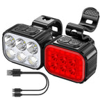 Bike Headlight TailLight IP65 Waterproof Anti-Drop Rechargeable Bicycle Light Set