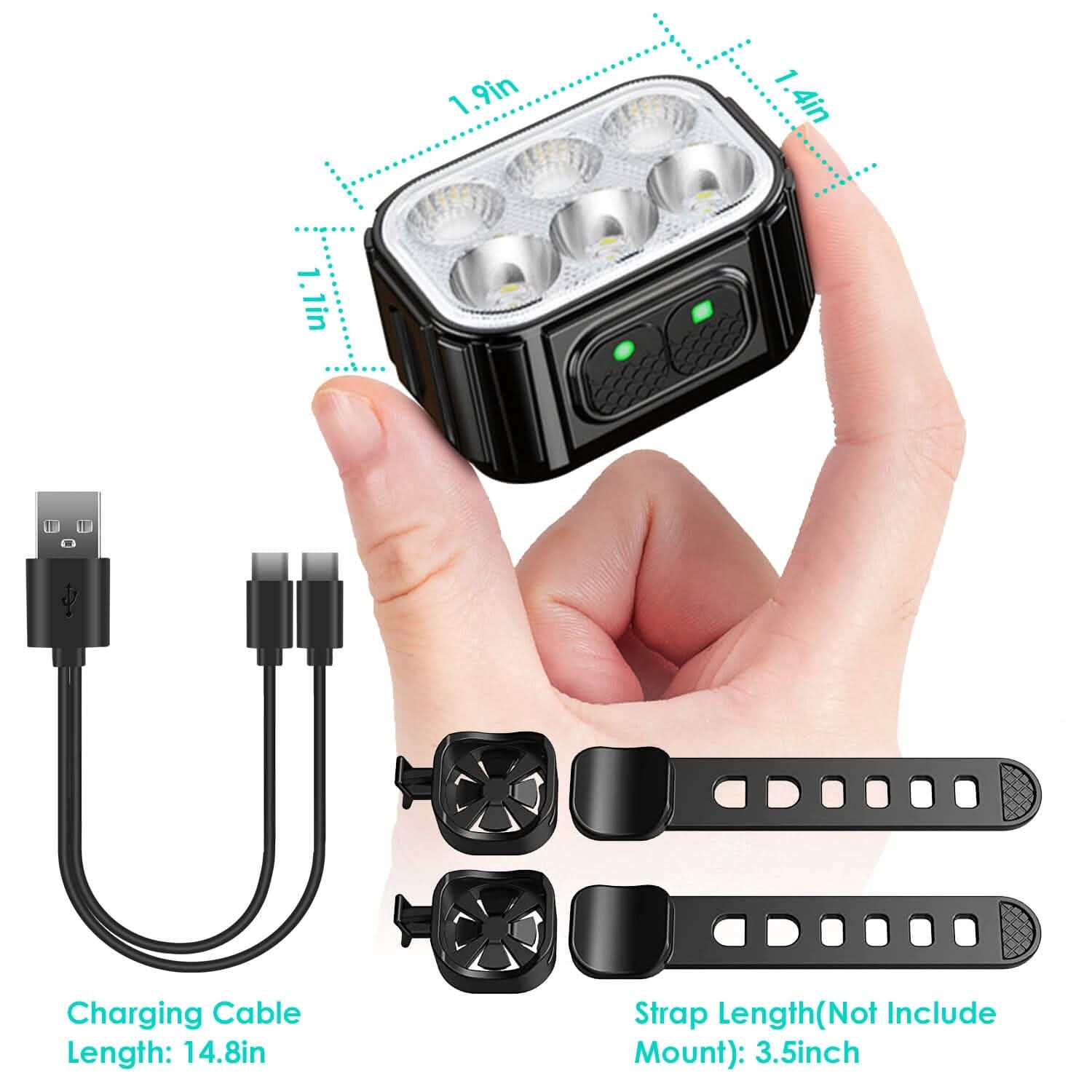Bike Headlight TailLight IP65 Waterproof Anti-Drop Rechargeable Bicycle Light Set