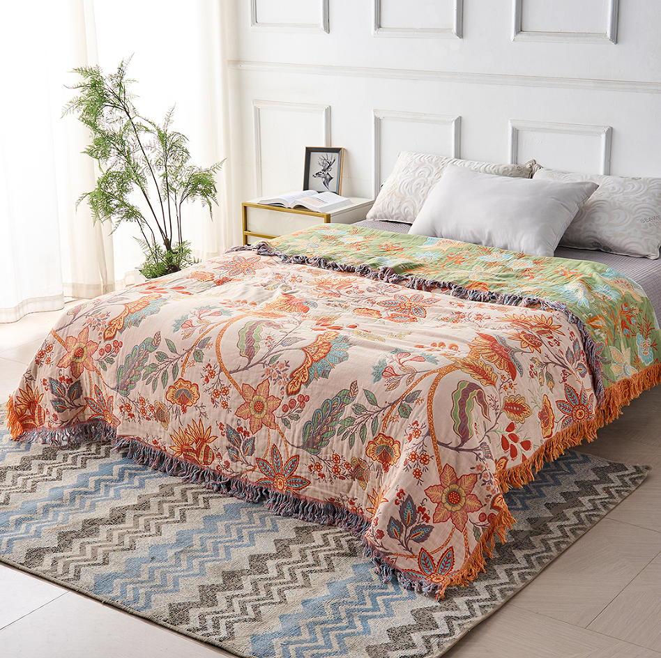 Rustic Bohemian Floral Throw Blanket
