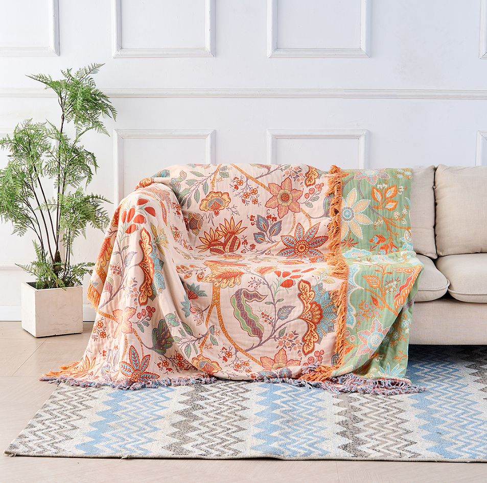 Rustic Bohemian Floral Throw Blanket