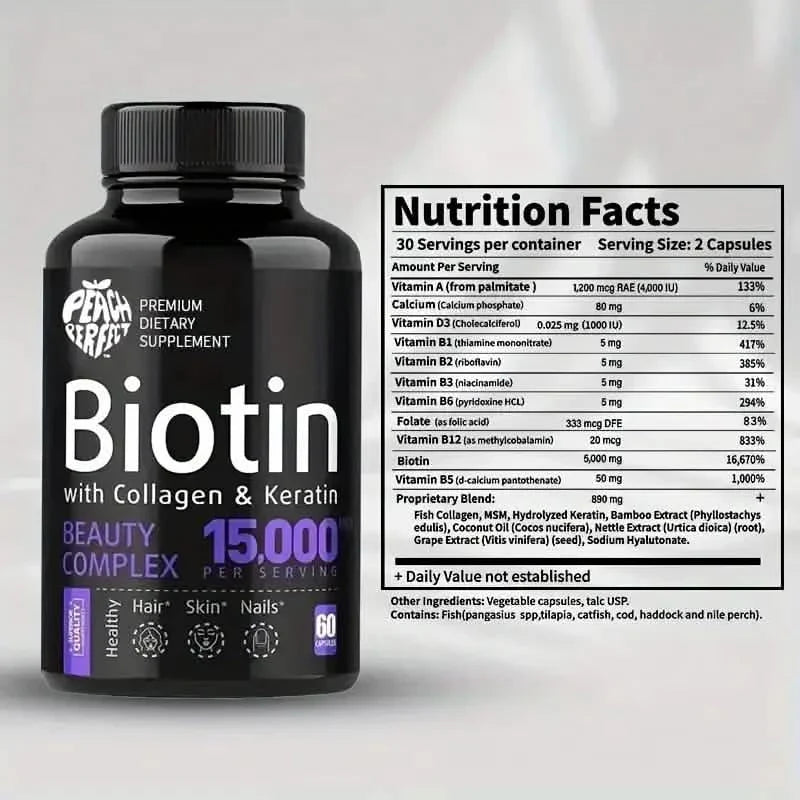 Biotin Capsules Multivitamin Collagen Keratin Supplement Hair Skin And Nail Vitamin