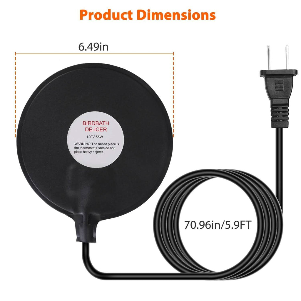 Bird Bath Deicer Outdoor Winter Water Heater Thermostatically Controlled