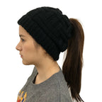 Women Winter Knit Beanie Ponytail Knit Hat