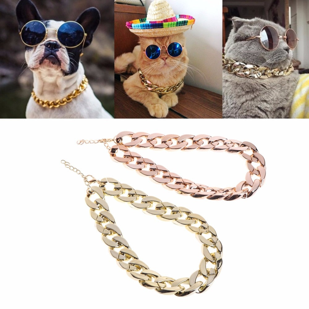 Gold Chunky Chain Dog Collar Accessory