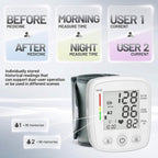 Blood Pressure Monitor Digital Wrist BP Machine Automatic BP Cuff with 2 Users 180 Memory Voice Large LCD Display