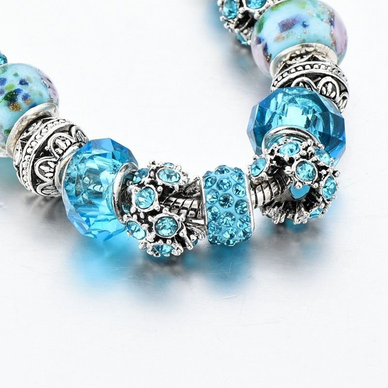 Blue Crystal Charm Bracelet
